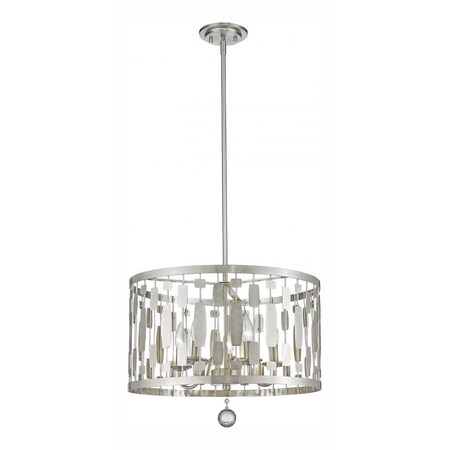 Z-Lite Brushed Nickel Almet 5 Light Pendant with Clear Round Crystal Shade 430D20-BN